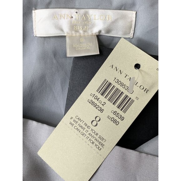 Ann Taylor Strapless Gray Silk Satin Dress Optional Straps & Scarf Size 8 10013 - Picture 2 of 10